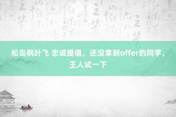 松岛枫叶飞 忠诚提倡，还没拿到offer的同学，王人试一下