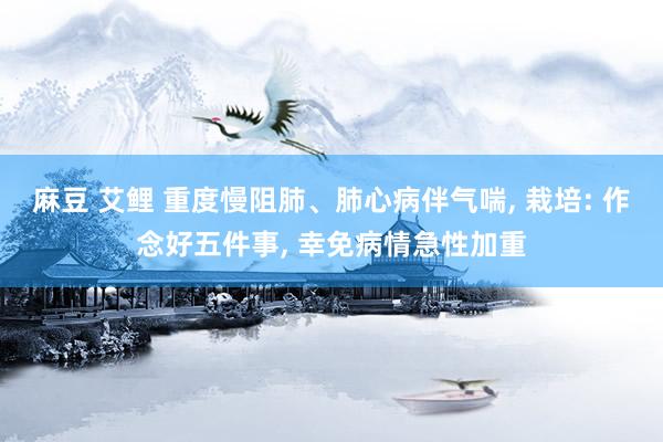 麻豆 艾鲤 重度慢阻肺、肺心病伴气喘， 栽培: 作念好五件事， 幸免病情急性加重