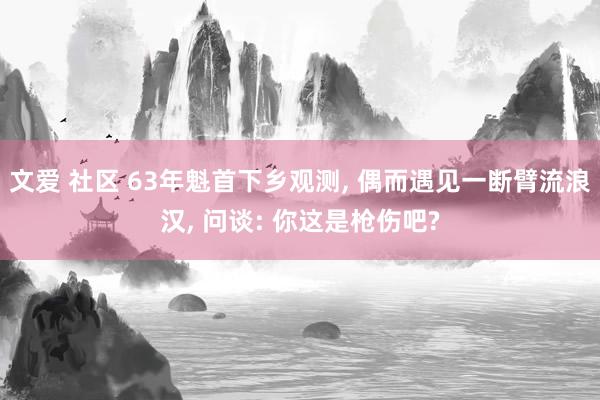 文爱 社区 63年魁首下乡观测， 偶而遇见一断臂流浪汉， 问谈: 你这是枪伤吧?