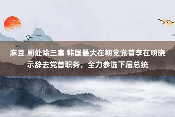 麻豆 周处除三害 韩国最大在朝党党首李在明晓示辞去党首职务，全力参选下届总统